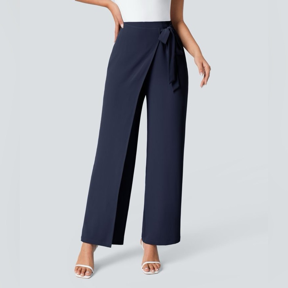 HALARA Flex™ High Waisted Tie Side Wide Leg Work Pants - size XLarge